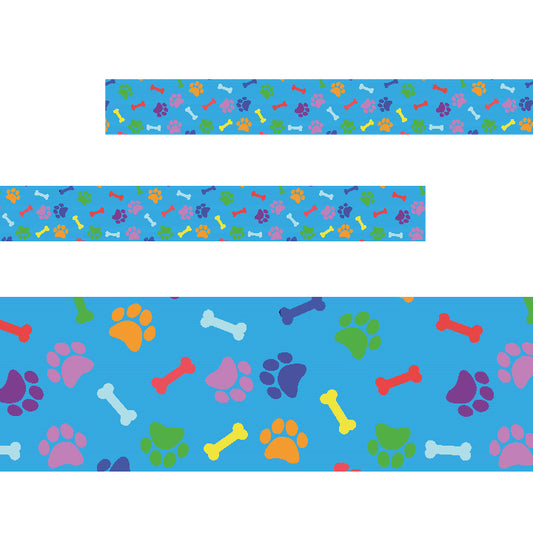 Colourful Paw Prints Classroom Trimmers 14.25m long Notice Board Book Day Display Borders (Copy)