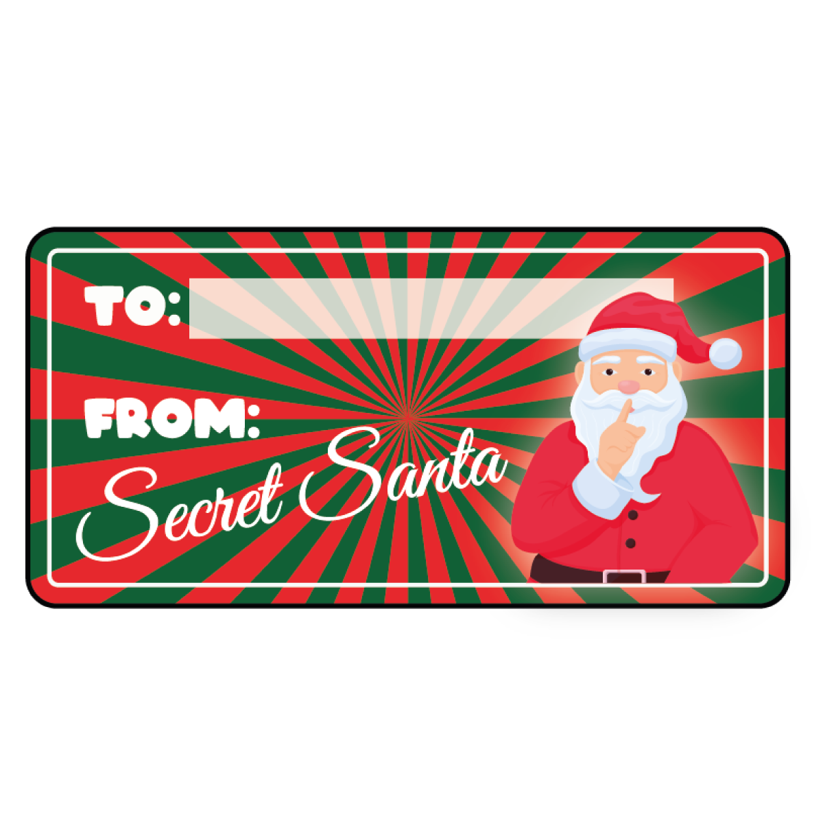 72 Secret Santa Labels, Christmas Stamp 60mm x 28mm