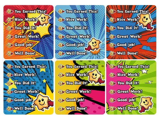 Sticker Stocker - 36 Ticker Trackers - Sticky Reward Charts - Superhero Comic Themed