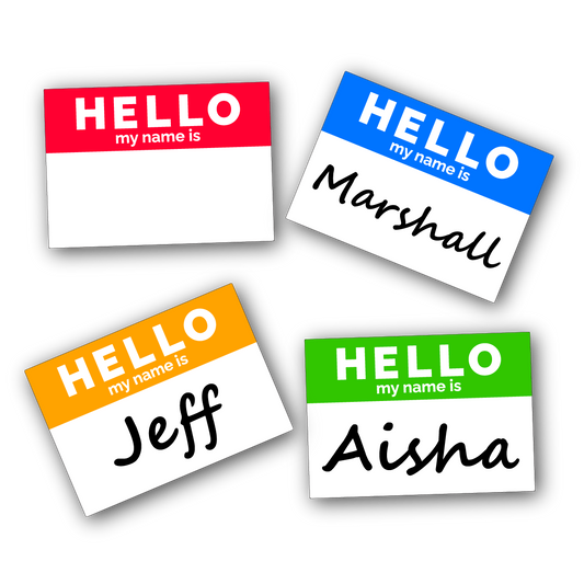 Sticker Stocker - Colourful Name Tag Labels, Hello my name is stickers 68mm x 48mm