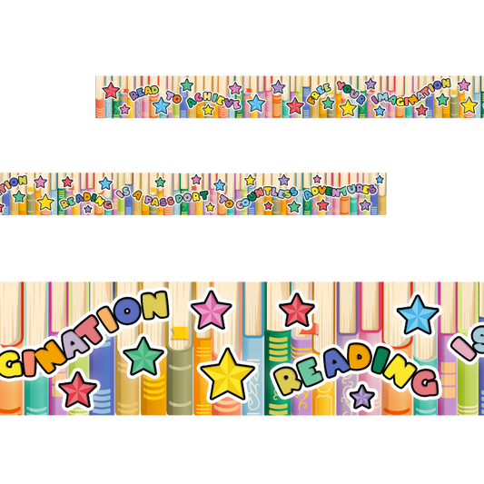 Reading Books and Quotes Classroom Trimmers 14.25m long Notice Board Book Day Display Borders