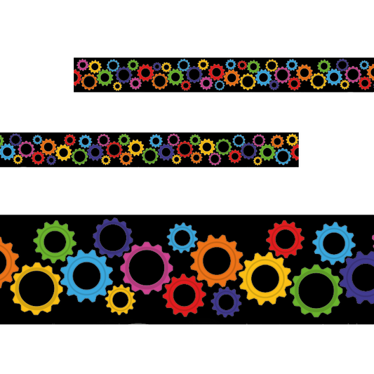Sticker Stocker - Colourful Cogs Classroom Trimmers 14.25m long Notice Board Display Borders