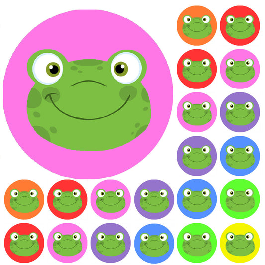 Sticker Stocker 900 Colourful Mini Frog Faces 10mm Spot Reward Stickers for Teachers and Planner Charts