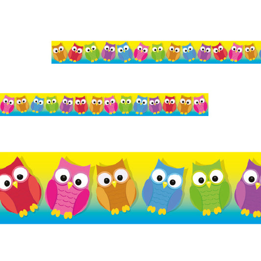 Sticker Stocker - Colourful Owls Classroom Trimmers 14.25m long Notice Board Display Borders