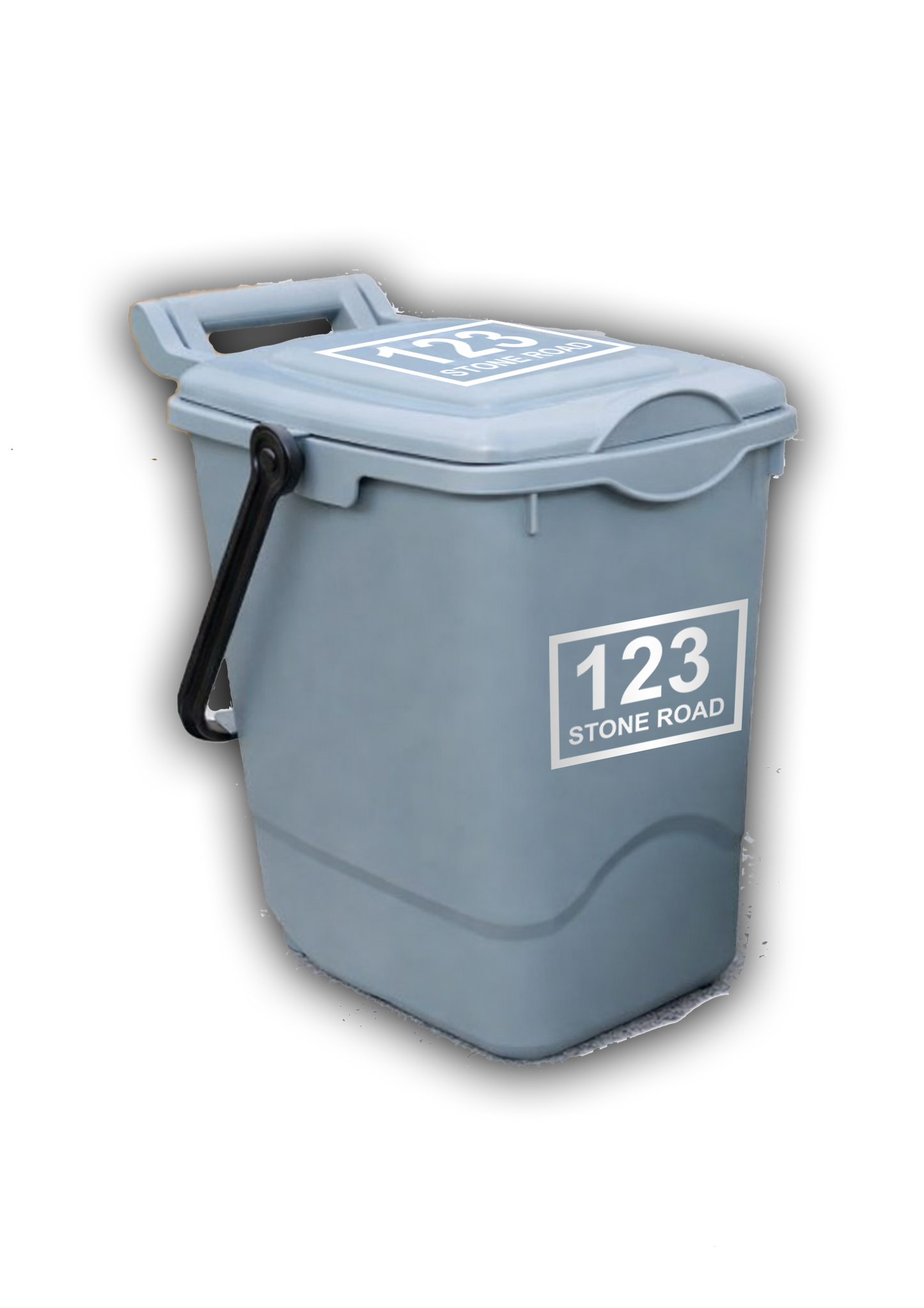 2 x Food Waste Caddy Bin Number Stickers (140mm x 90mm) – Waterproof, UV Resistant, Dishwasher Safe – Custom House Number or Street Name
