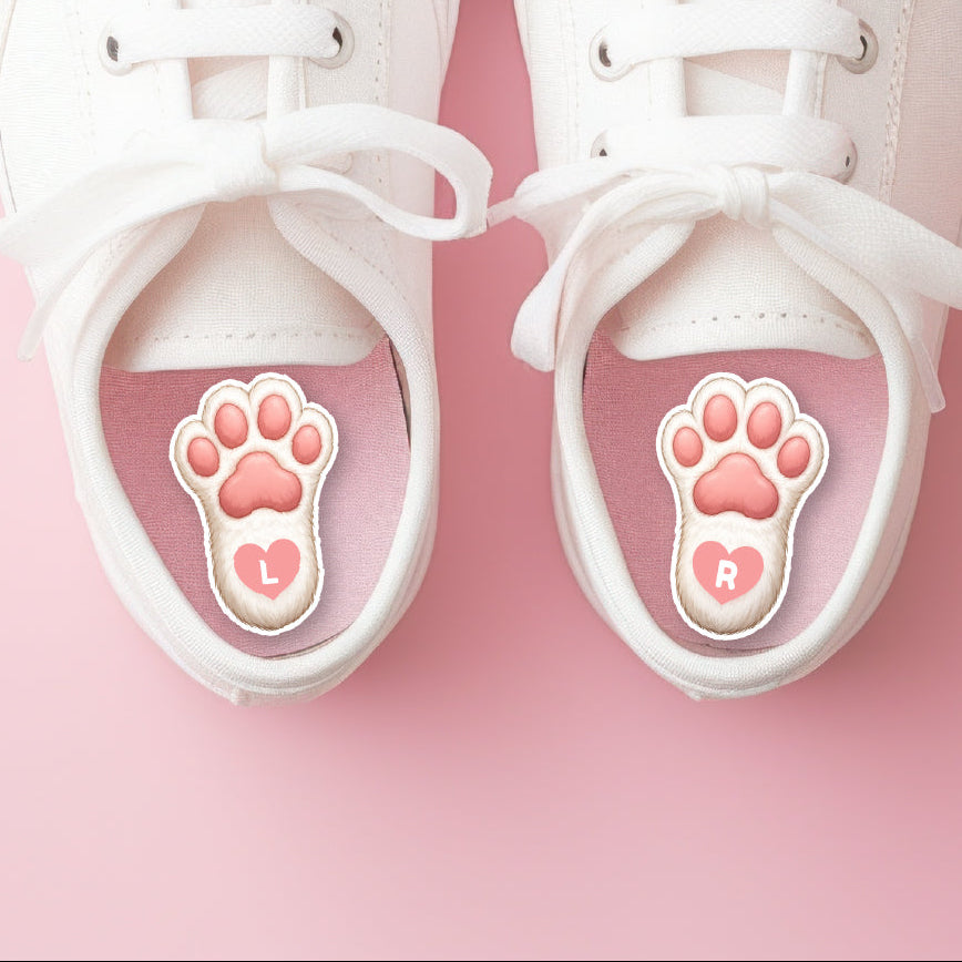 Personalised No-Iron Paw Print Left and Right Labels for School Shoes – 4 Pairs