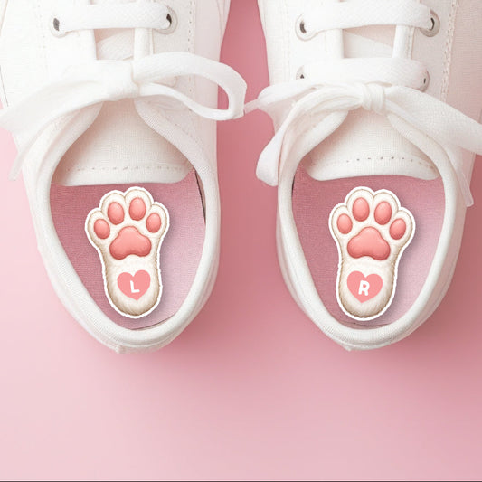 No-Iron Paw Print Left and Right Labels for School Shoes – 4 Pairs
