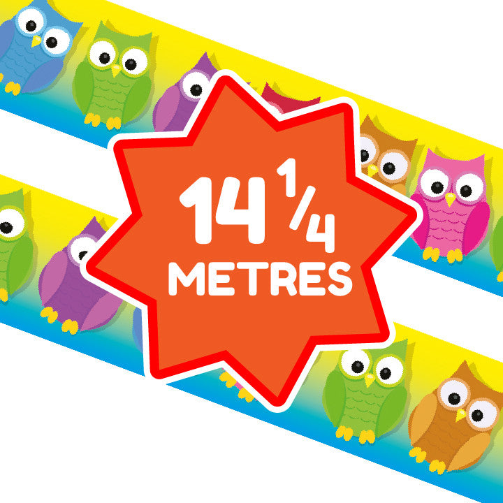 Sticker Stocker - Colourful Owls Classroom Trimmers 14.25m long Notice Board Display Borders