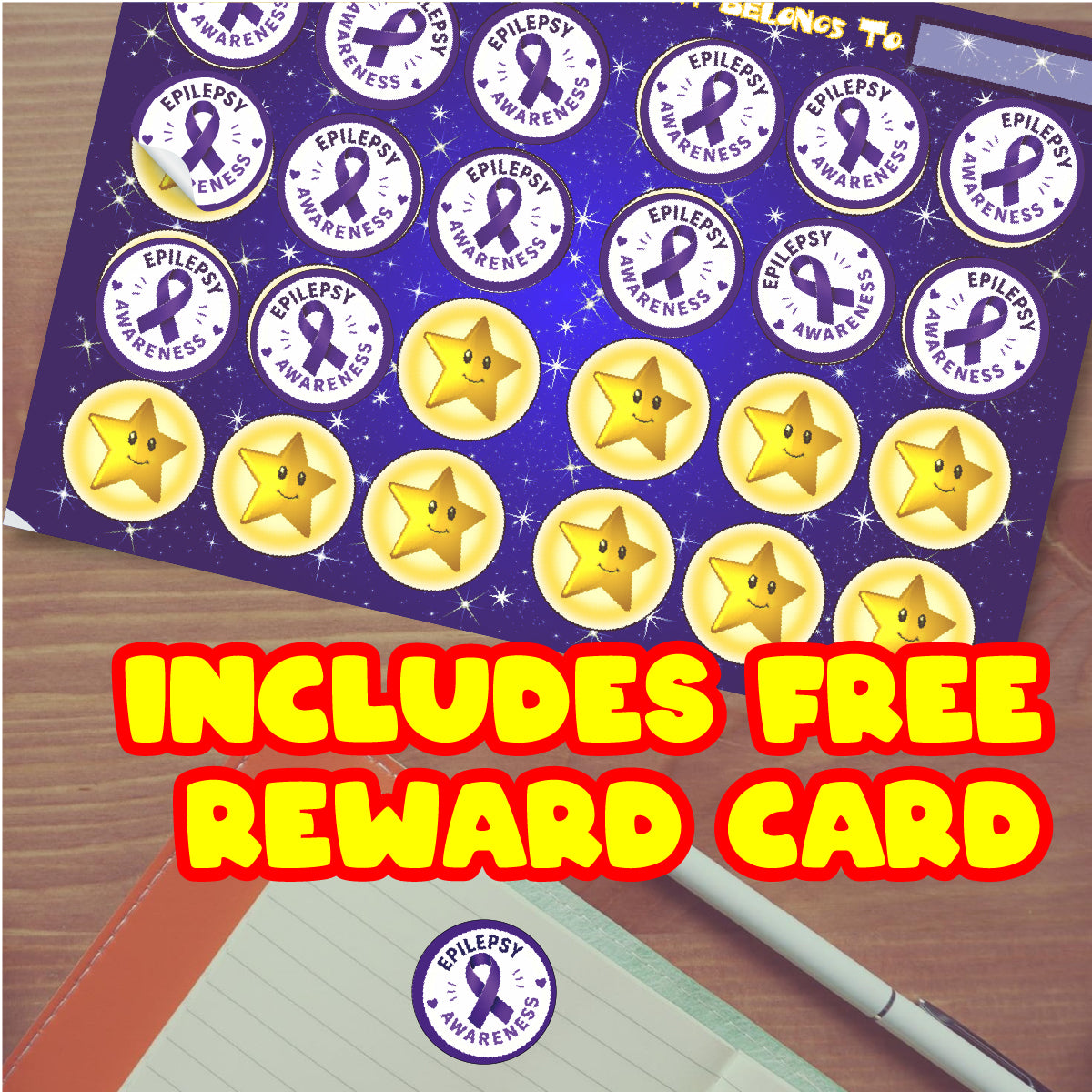144 Epilepsy Awareness Stickers - 30mm - Glossy Reward Stickers for Teachers & Parents