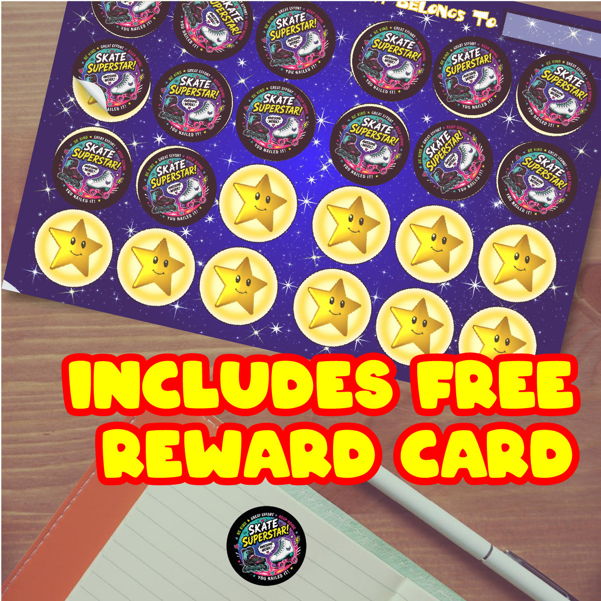 144 Roller Blading/Roller Skating Awards Children's Reward Stickers - 30mm - Parents, Skateparks