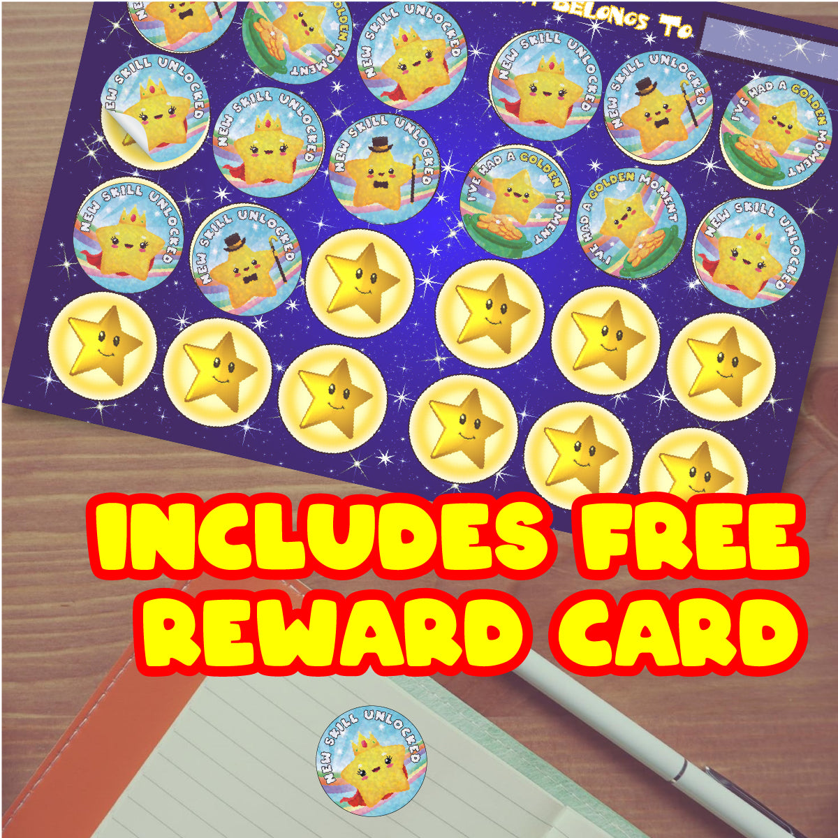 96 Sparkle Golden Moments 30mm + 60 Free Sparkle Smiles Reward Stickers for Teachers, Parents and Schools