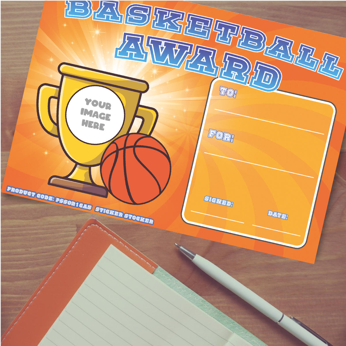 Personalised Basketball Award certificates for school teachers, 250gsm A5 silk finish Photo Paper
