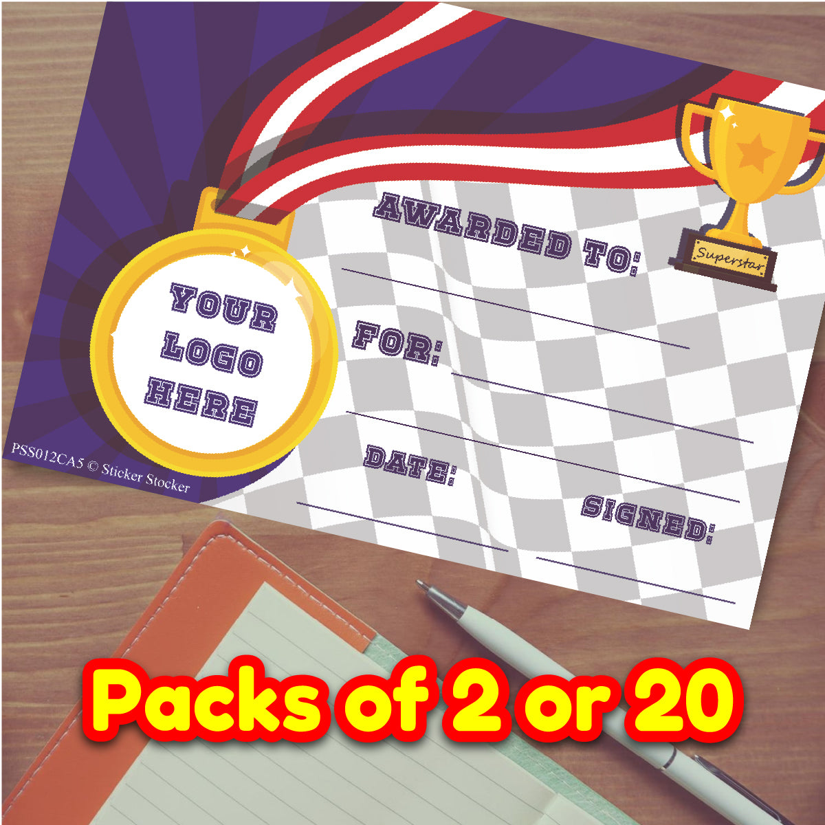 Personalised Sports Day certificates for school teachers, 250gsm A5 silk finish Photo Paper