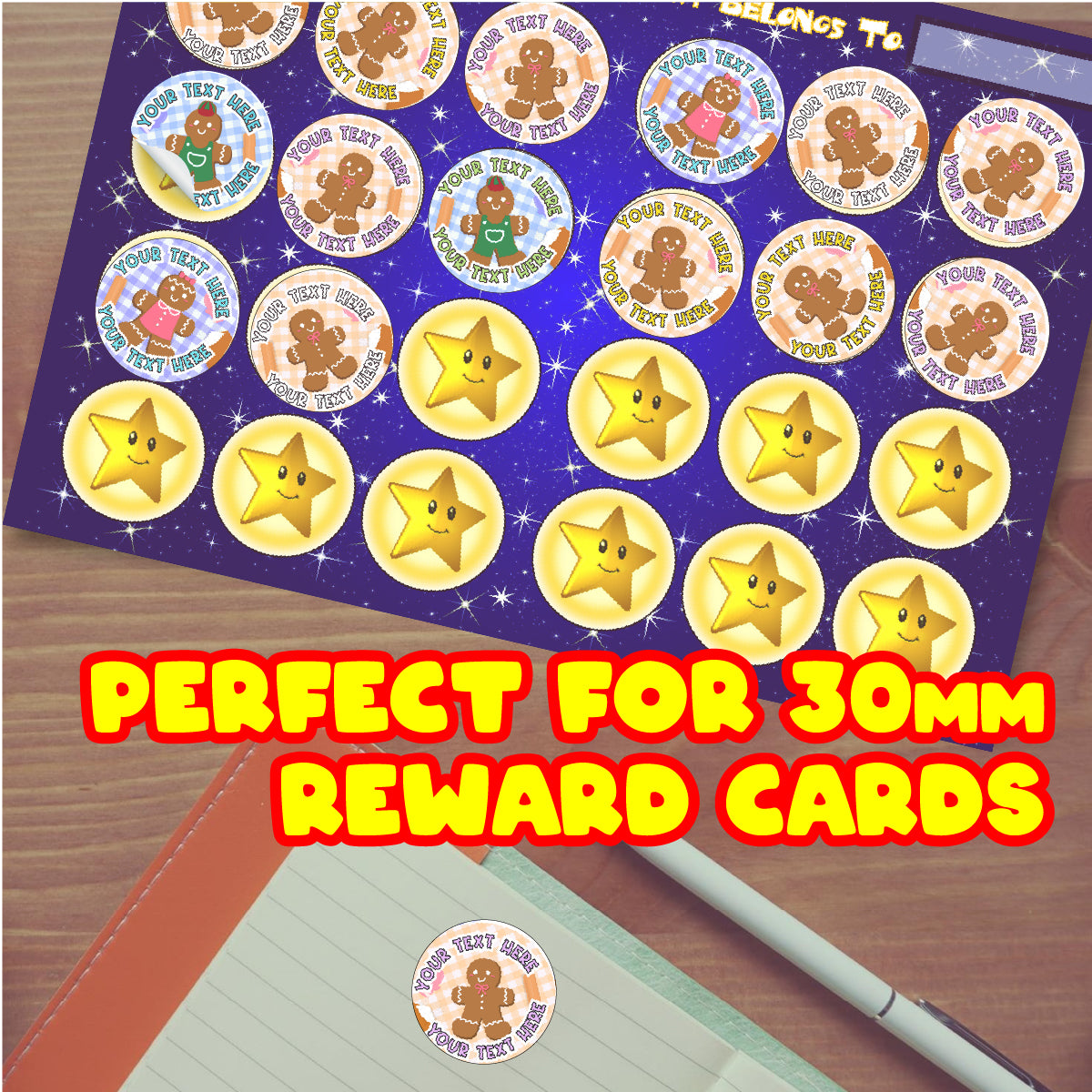 120 Gingerbread Baking Scented Personalised Stickers - Personalised 30mm Scented Stickers - For Teachers Nursery Parents