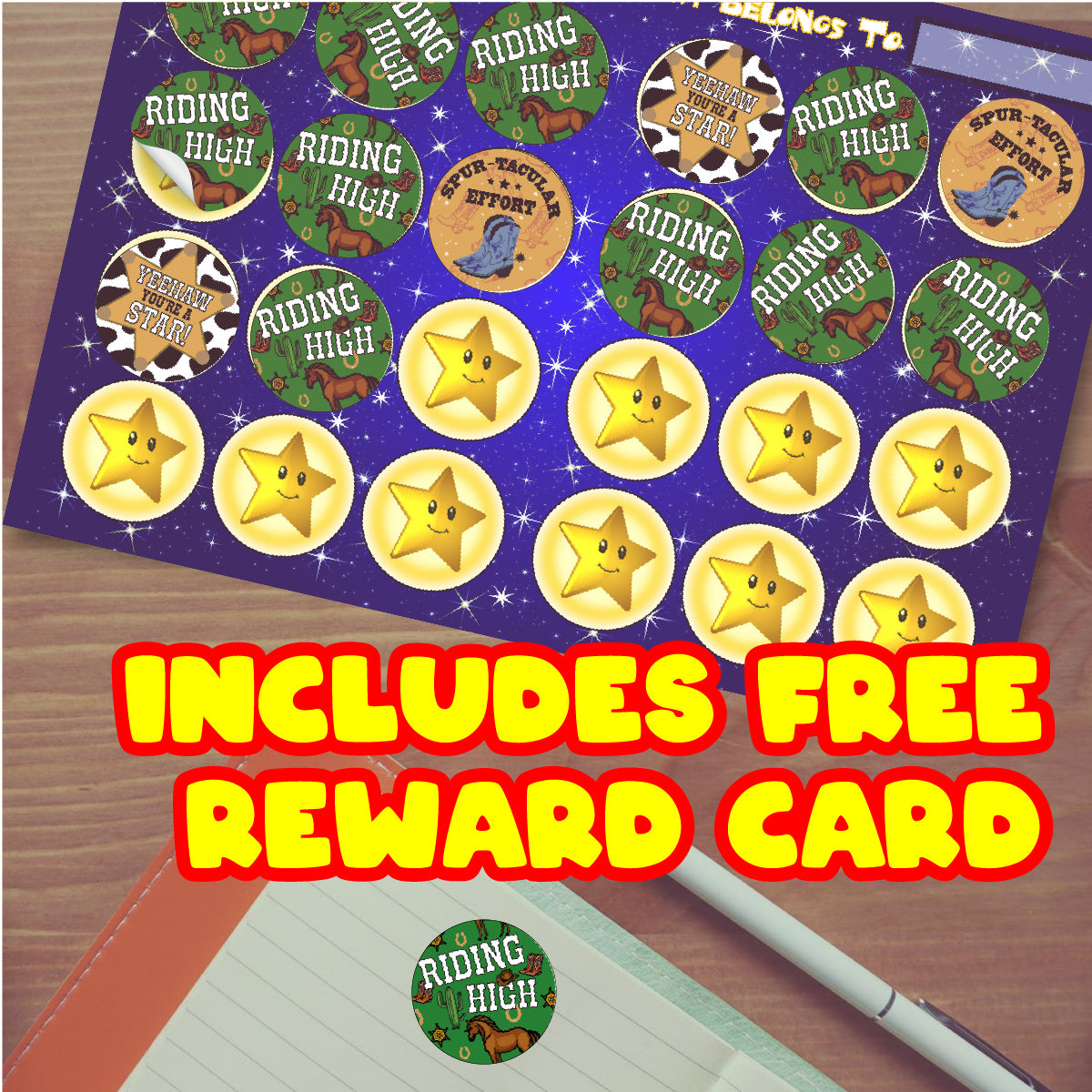 144 Cowboy Praise 30mm Reward Stickers for Schools, Teachers, Parents and Nurseries