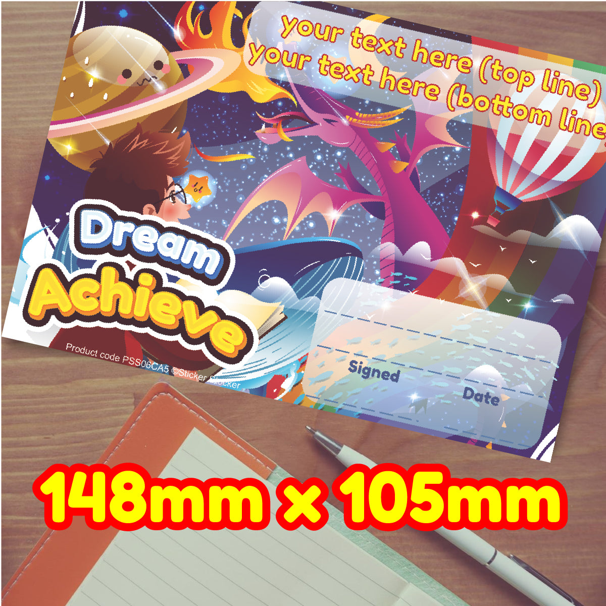 Personalised Dream Achieve certificates for school teachers, 250gsm A5 silk finish Photo Paper