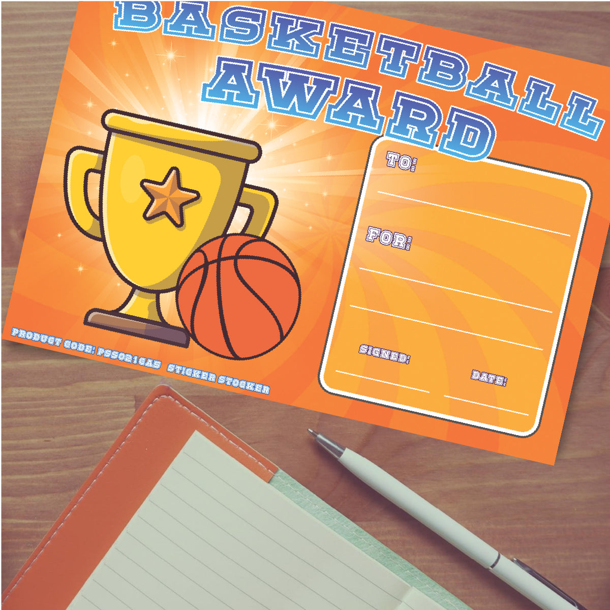 Personalised Basketball Award certificates for school teachers, 250gsm A5 silk finish Photo Paper