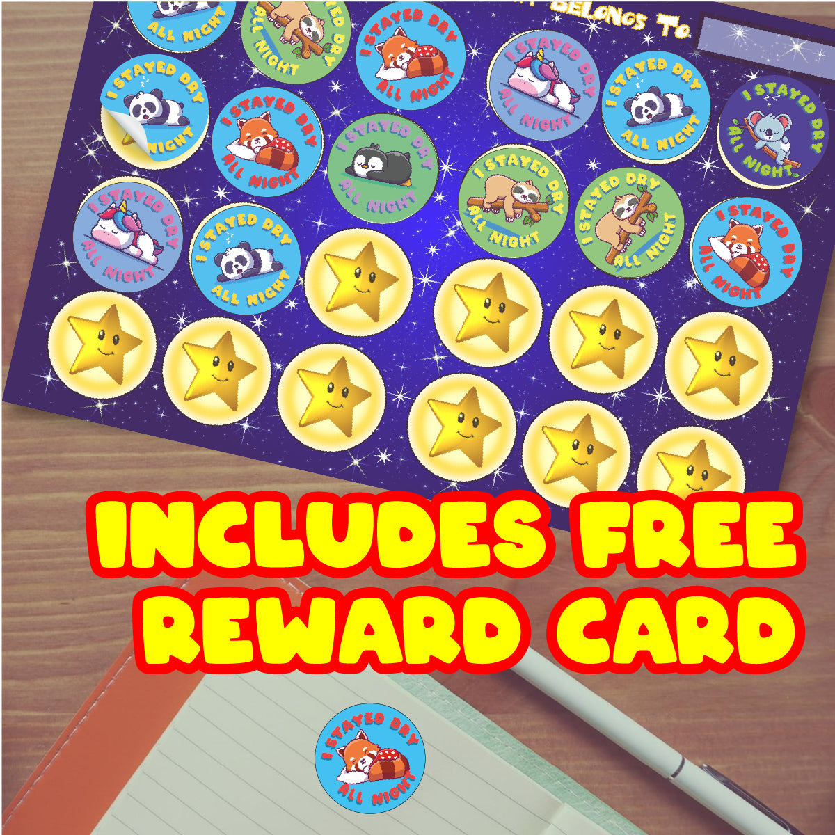 I Stayed Dry All Night 30mm Potty Training Reward Stickers for Teachers or Parents