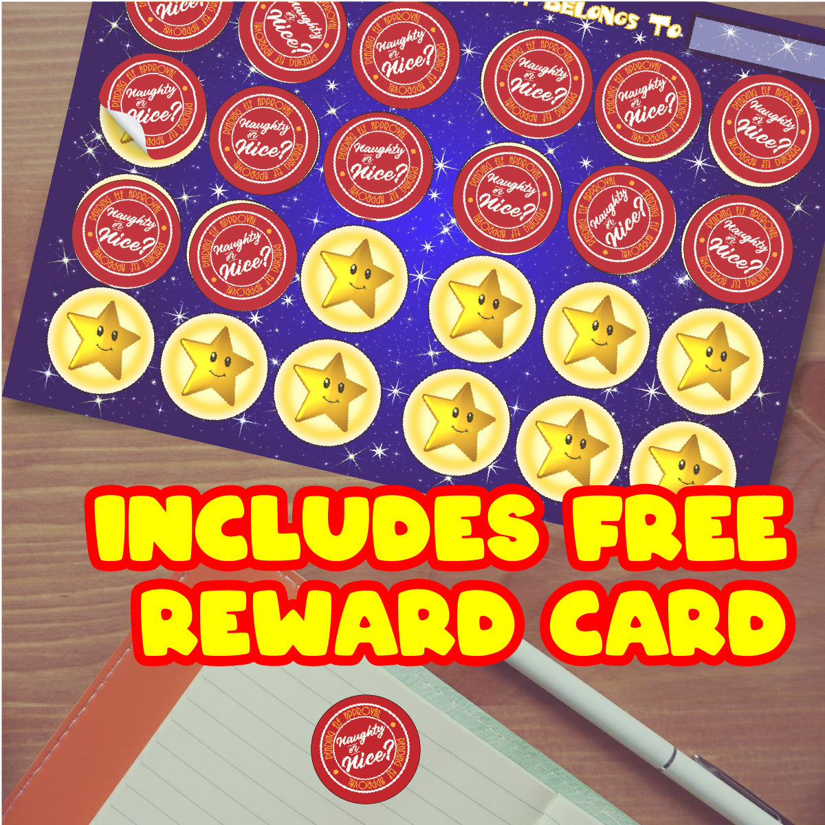 144 Naughty or Nice List 30mm Reward Stickers for Schools, Santa's Grotto, Christmas Fairs