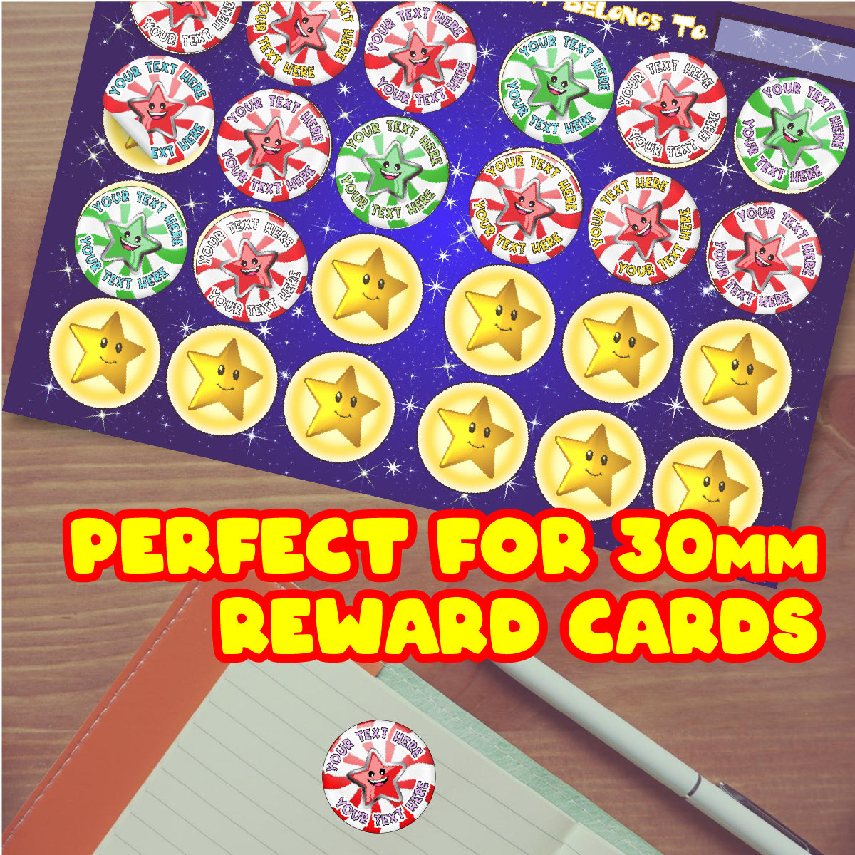 120 Peppermint Stars Scented Personalised Stickers - 30mm Scented Stickers - For Teachers Nursery Parents