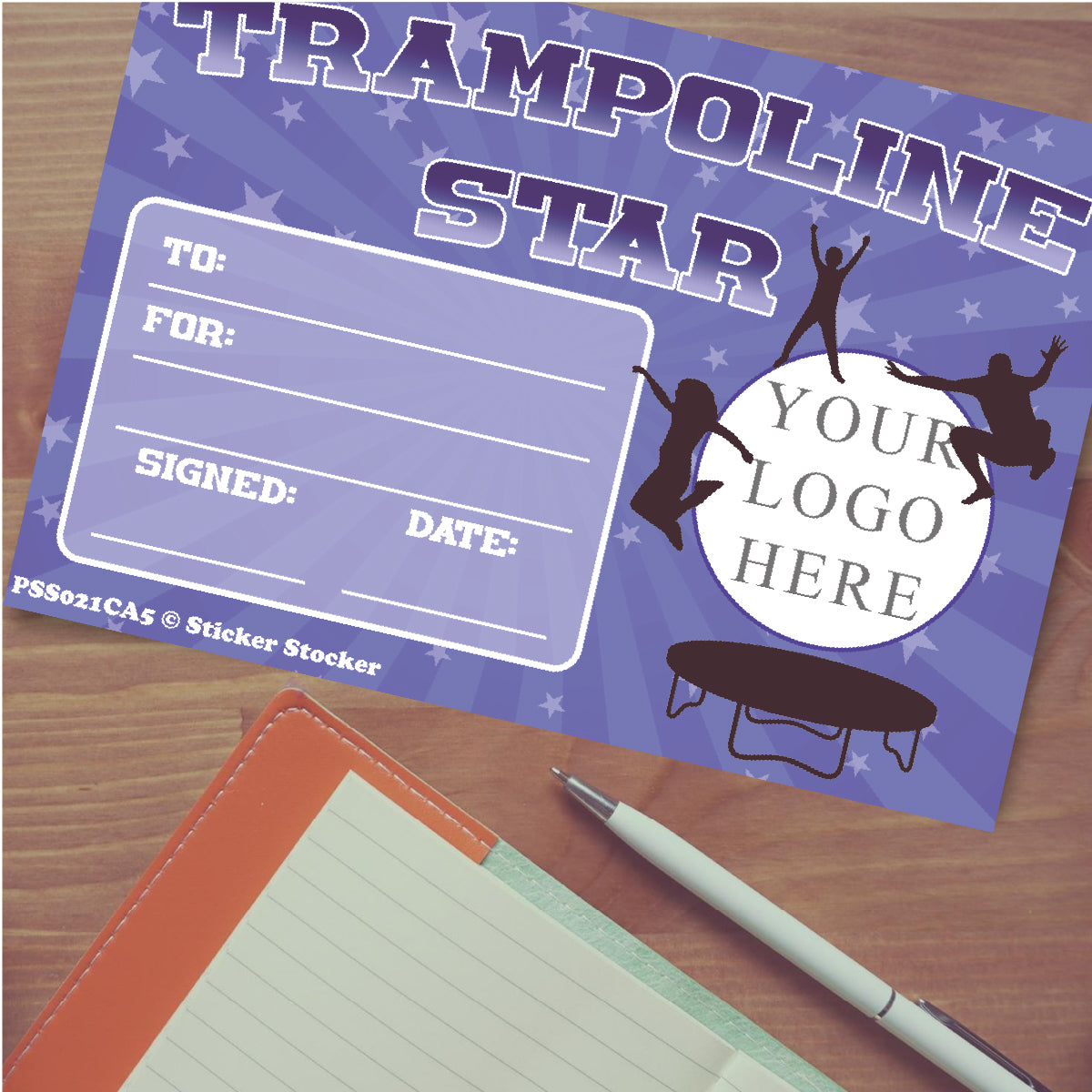 Personalised Trampoline Star certificates for school teachers, 250gsm A5 silk finish Photo Paper