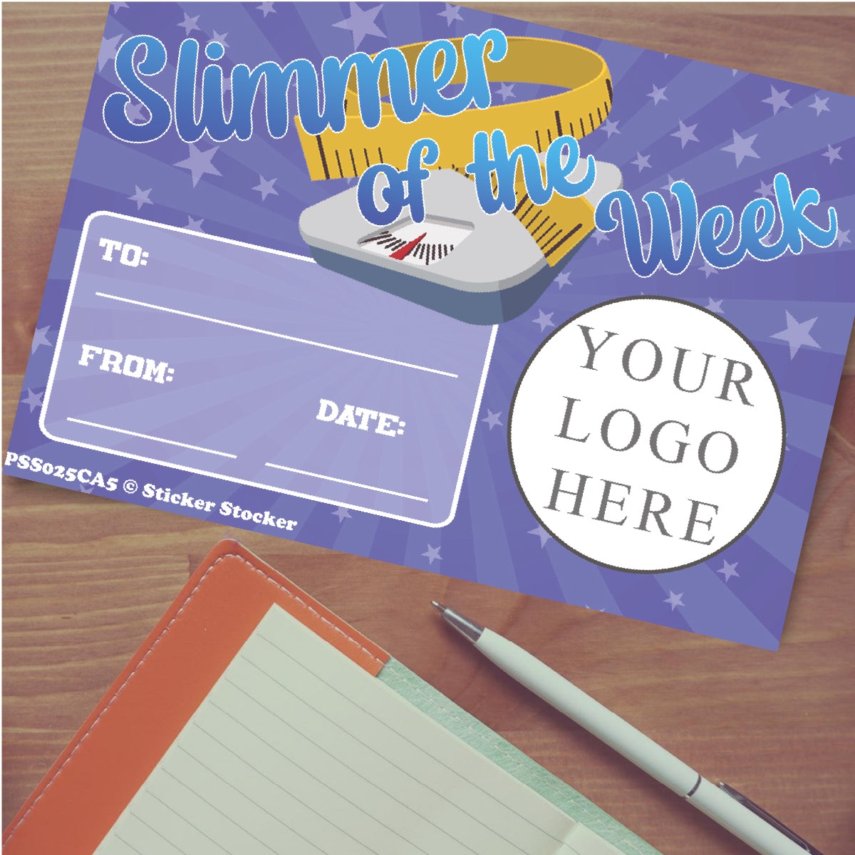 Personalised Slimmer Of The Week certificates for clubs, 250gsm A5 silk finish Photo Paper