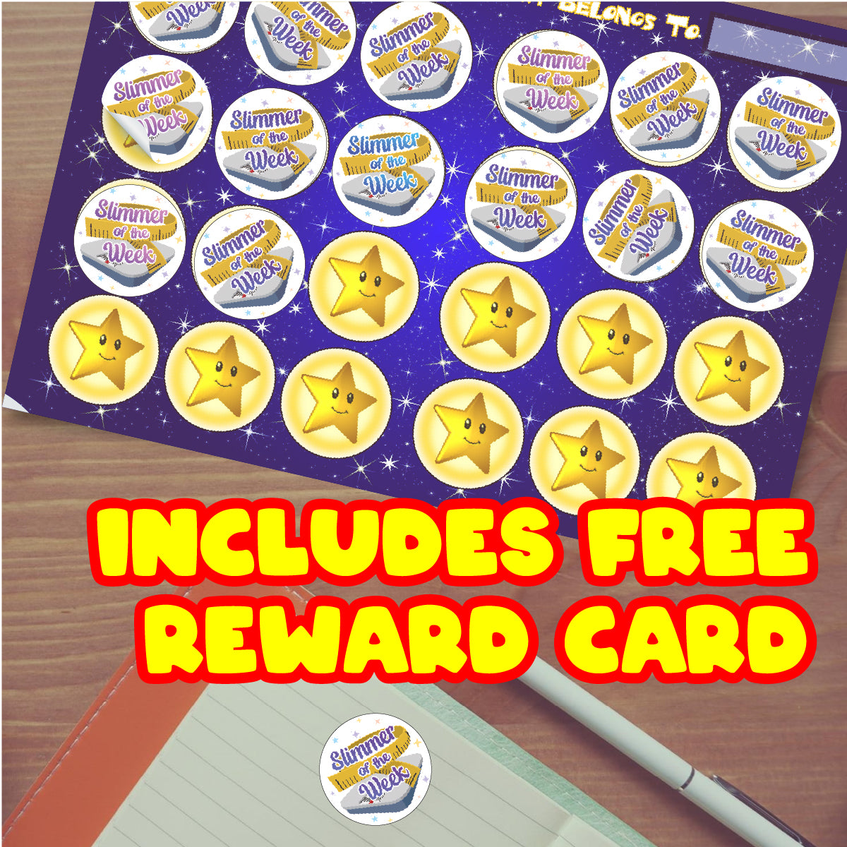 144 Slimmer Of The Week 30mm Reward Stickers for Adult Weight Loss, Healthy Choices