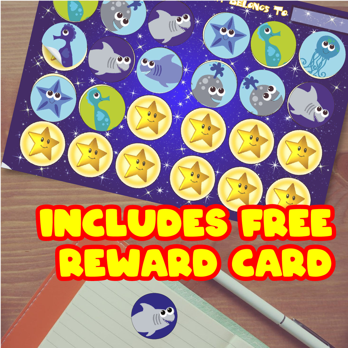144 Deep Blue Sea 30mm Children's Reward Stickers for Teachers or Parents