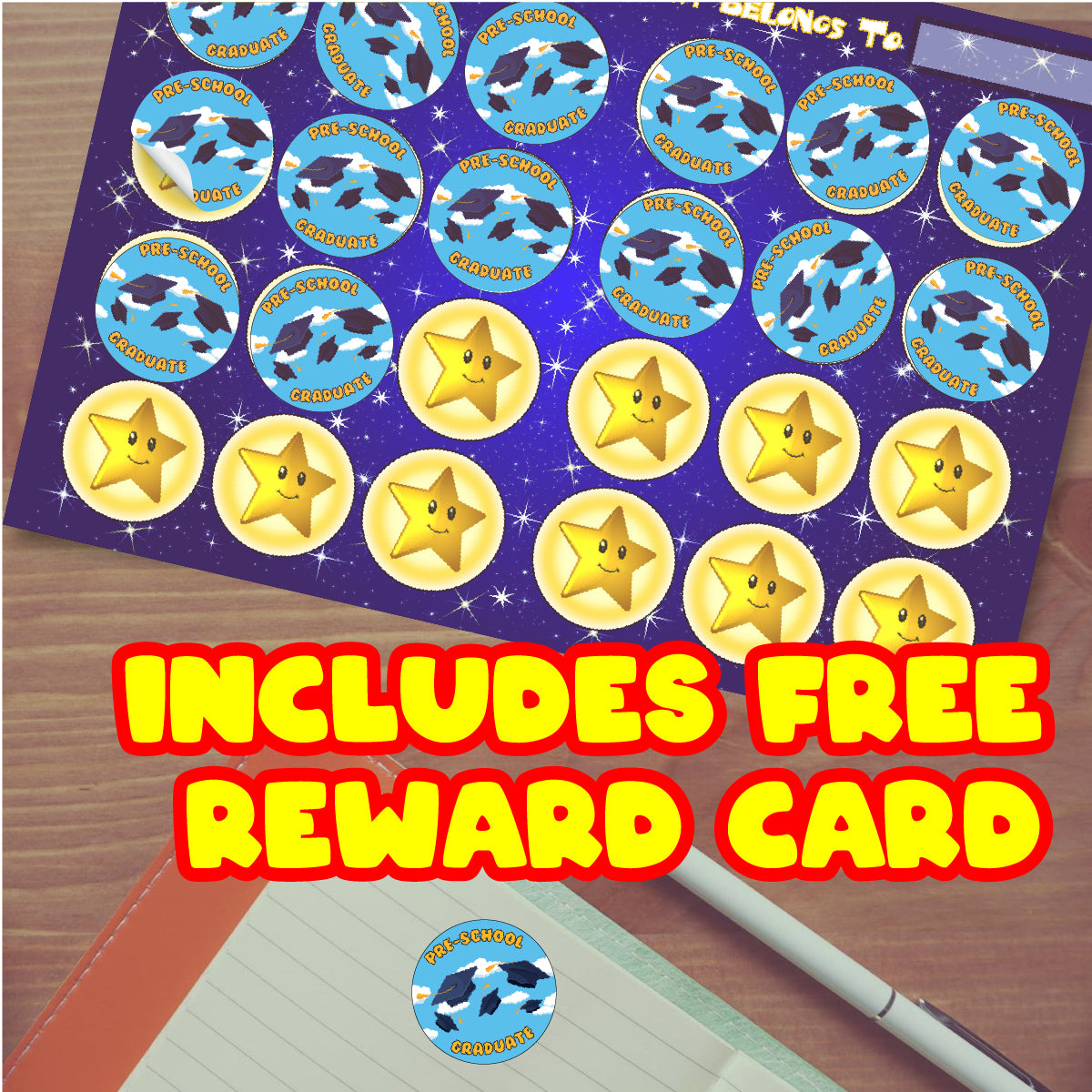 144 Pre-school Graduate 30mm Reward Stickers for School Teachers, Parents, Nursery, Pre-school