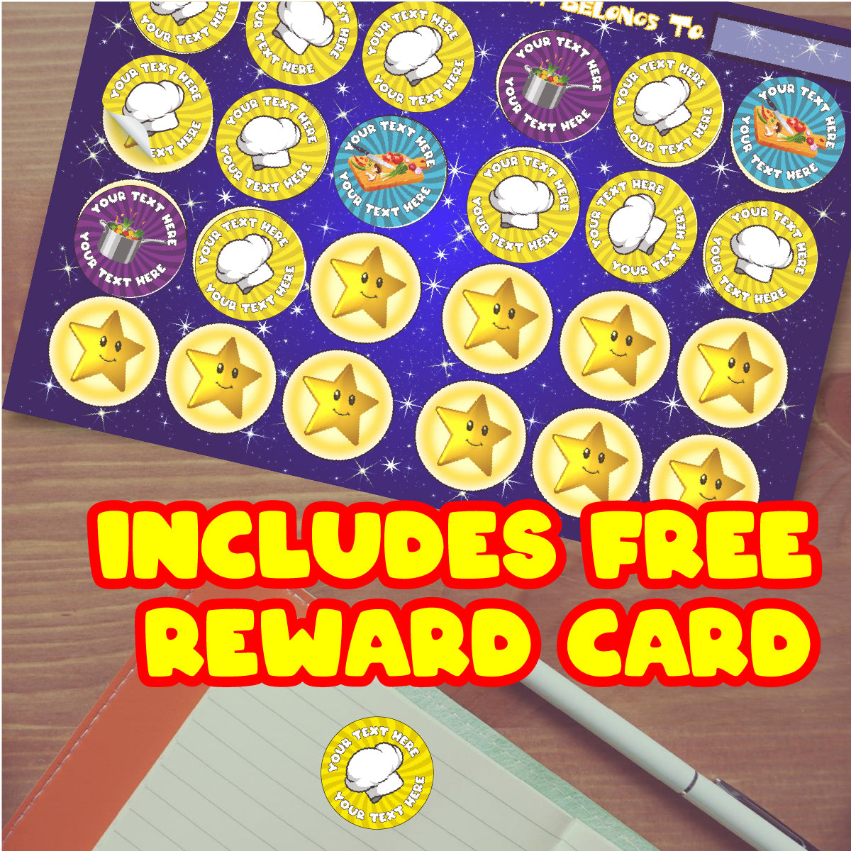 144 Personalised Food Technology & Cooking 30mm Reward Stickers for School Teachers, Parents