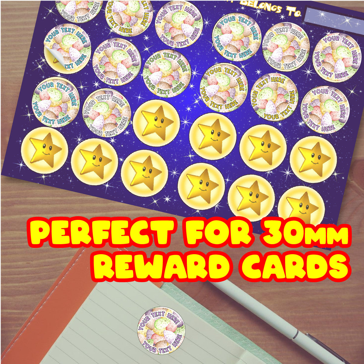 120 Mini Chocolate Egg Scented Personalised Stickers - Personalised 30 mm Scented  Stickers - For Teachers Nursery Parents