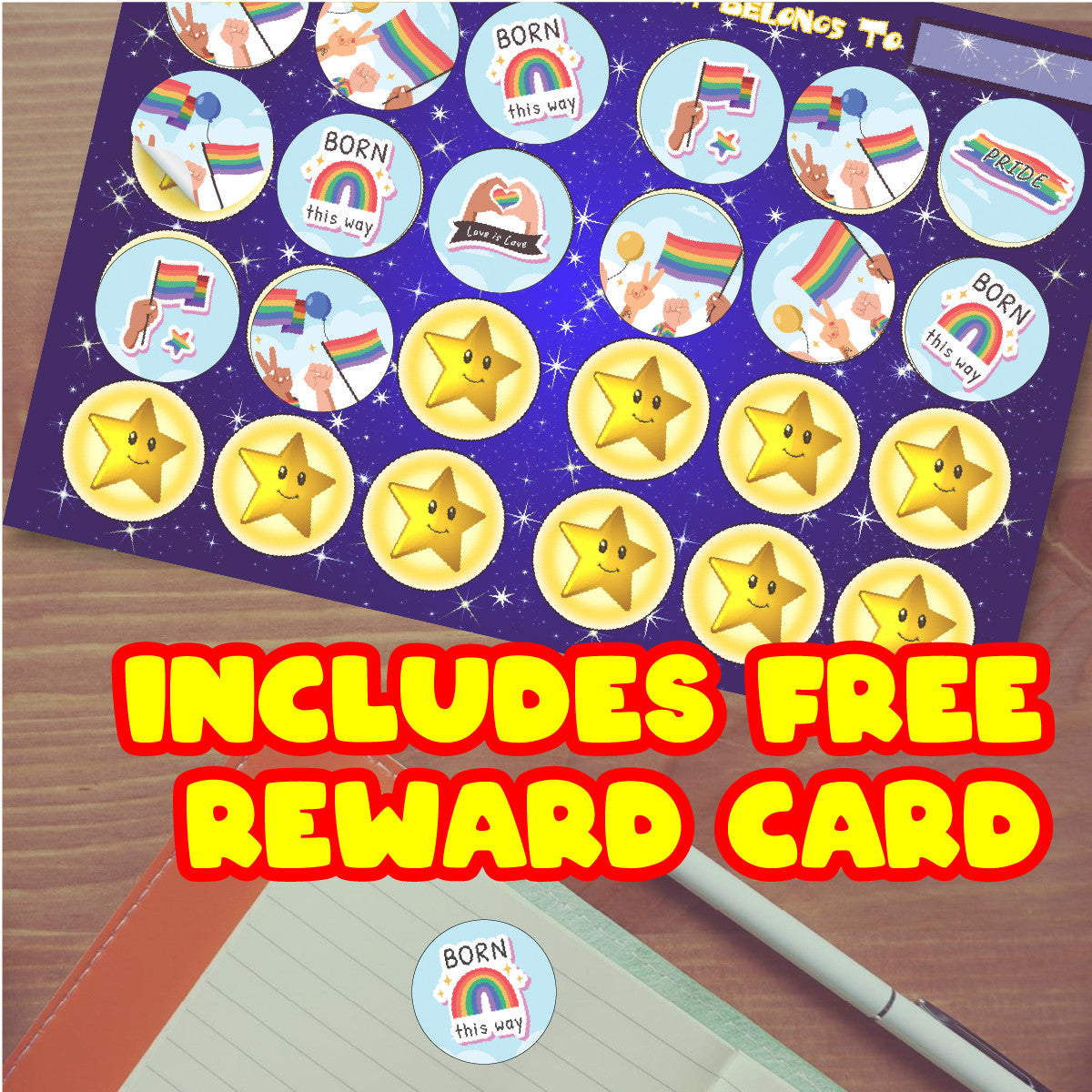 Sticker Stocker - 144 Colourful PRIDE Month Rainbow Flag 30mm Glossy Stickers