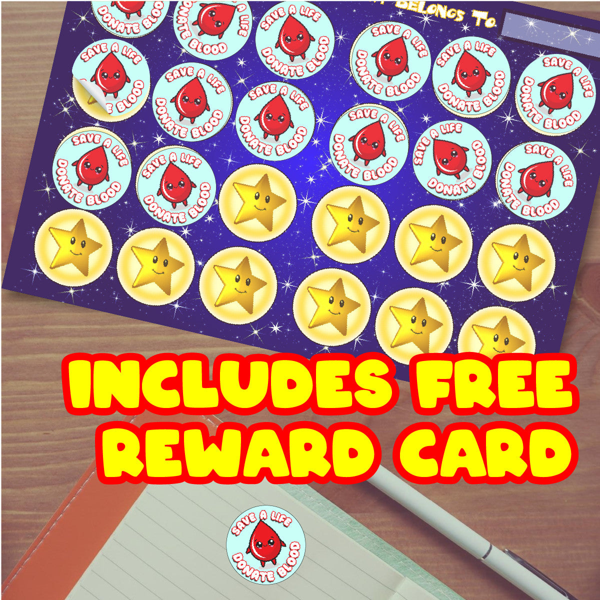 Sticker Stocker - 144 Save a Life, Donate I Gave Blood 30mm NHS Bravery Reward Stickers for Nurses Doctors