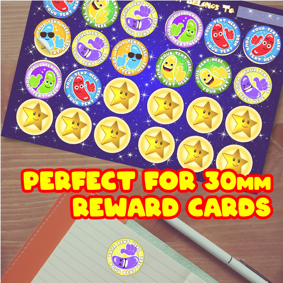 120 Cool Beans Jellybean Scented Personalised Stickers - 30 mm - School Teachers