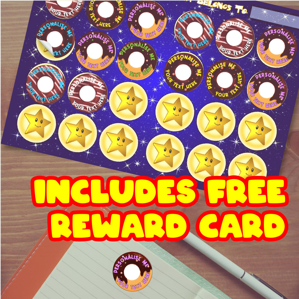 120 Chocolate Scented Donut Personalised Stickers - Personalised 30 mm Scented  Stickers - For Teachers Nursery Parents