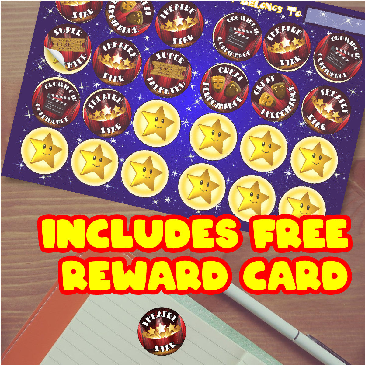 Sticker Stocker 144 Theatre School 30mm Stage Reward Stickers for School Teachers, Parents and Nursery