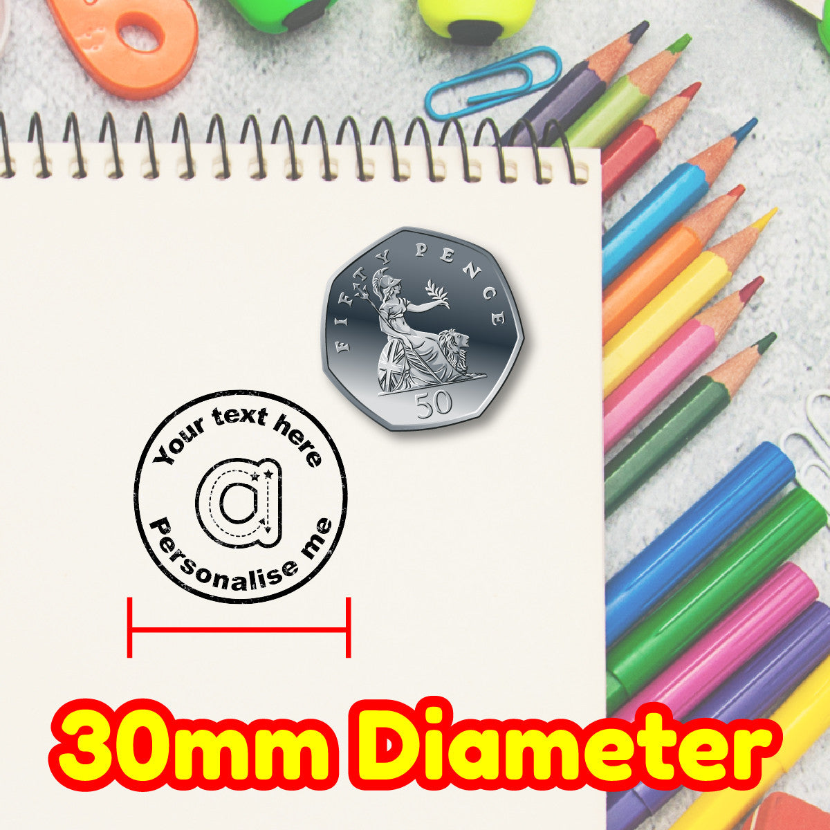 Sticker Stocker - Personalised Stamp Letter Formation 30mm Self inking stamper for School Teachers, Parents and Nursery