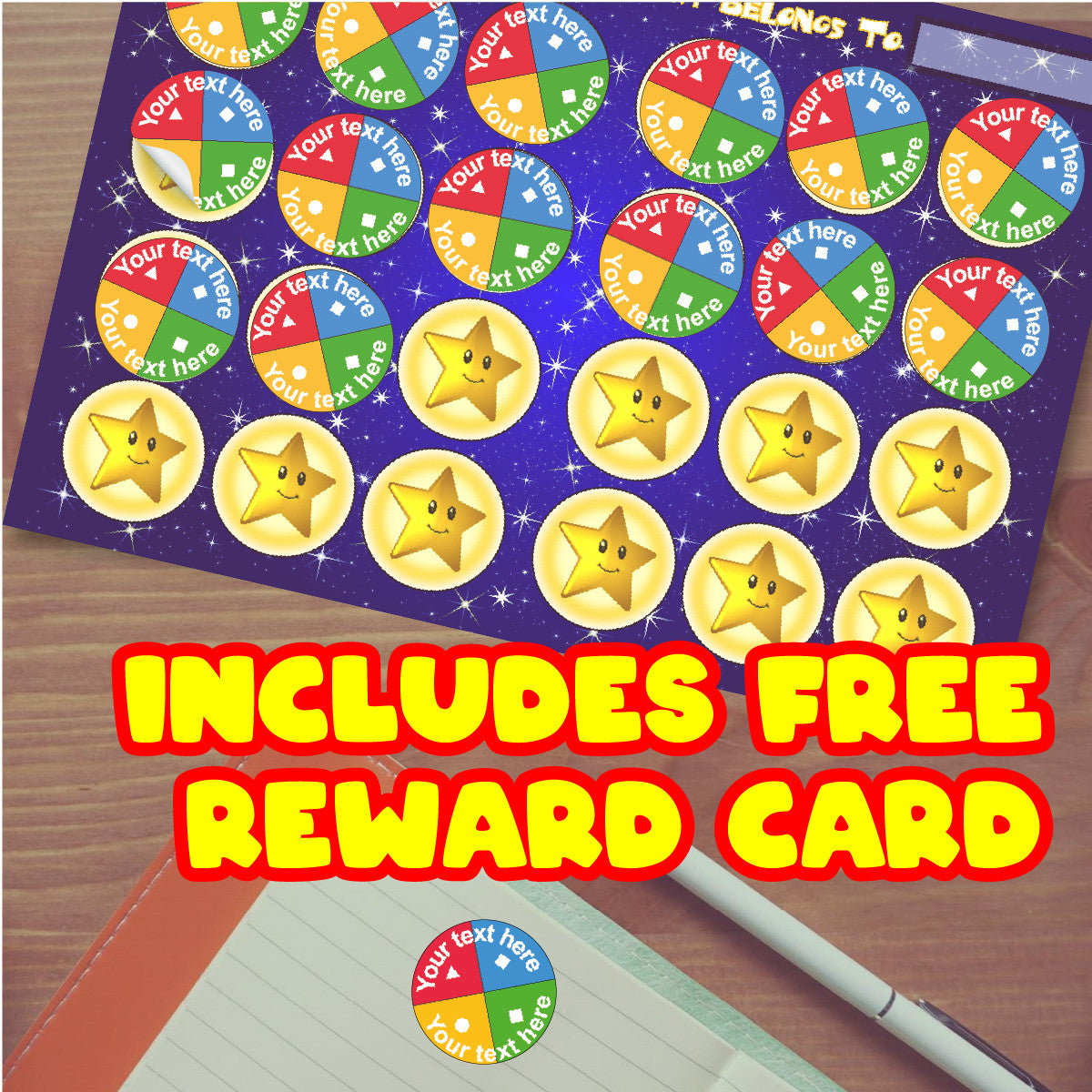 144 Personalised Quiz Colours & Shapes 30mm Reward Stickers for School Teachers, Parents and Nursery