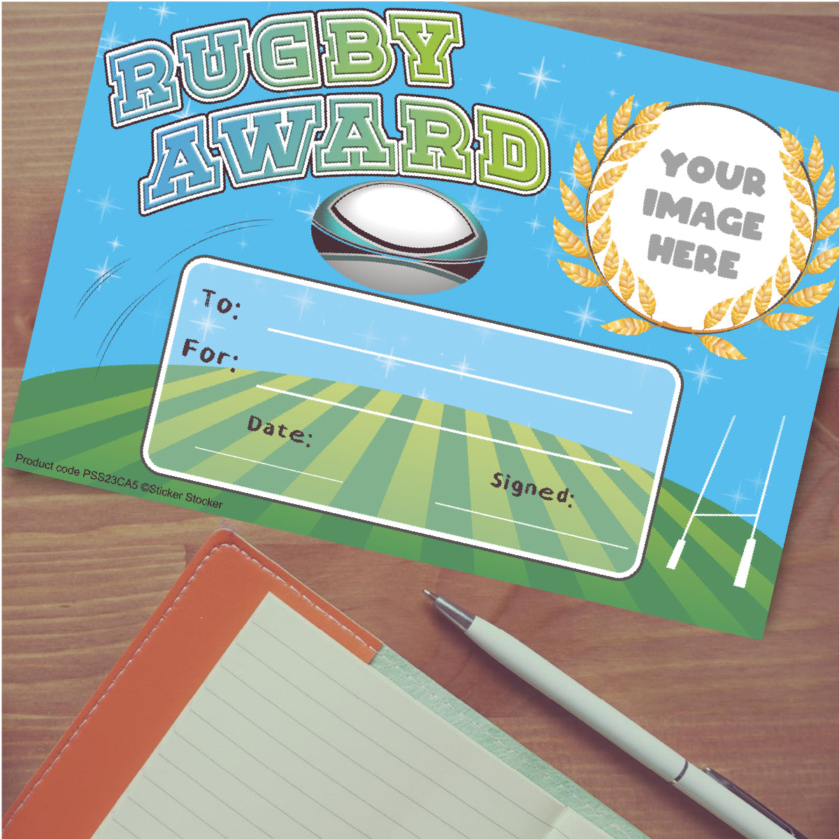 Personalised Rugby Award certificates for school teachers, 250gsm A5 silk finish Photo Paper