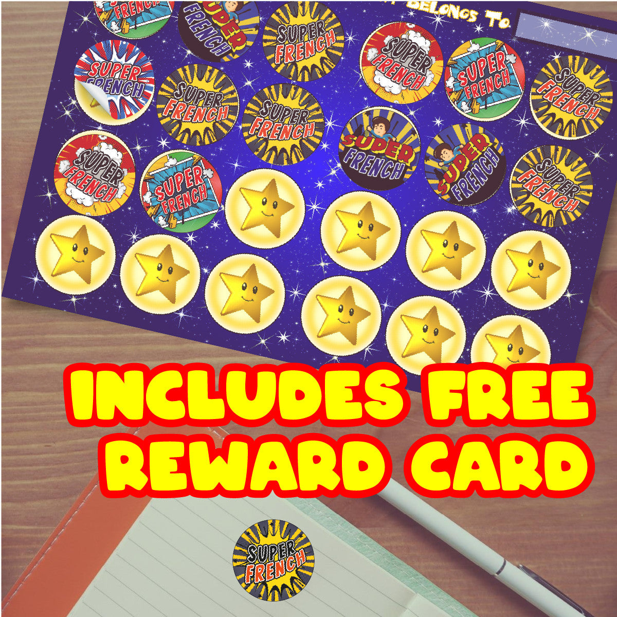 144 French Superhero Comic Stickers - 30mm - Glossy Reward Stickers for Teachers & Parents