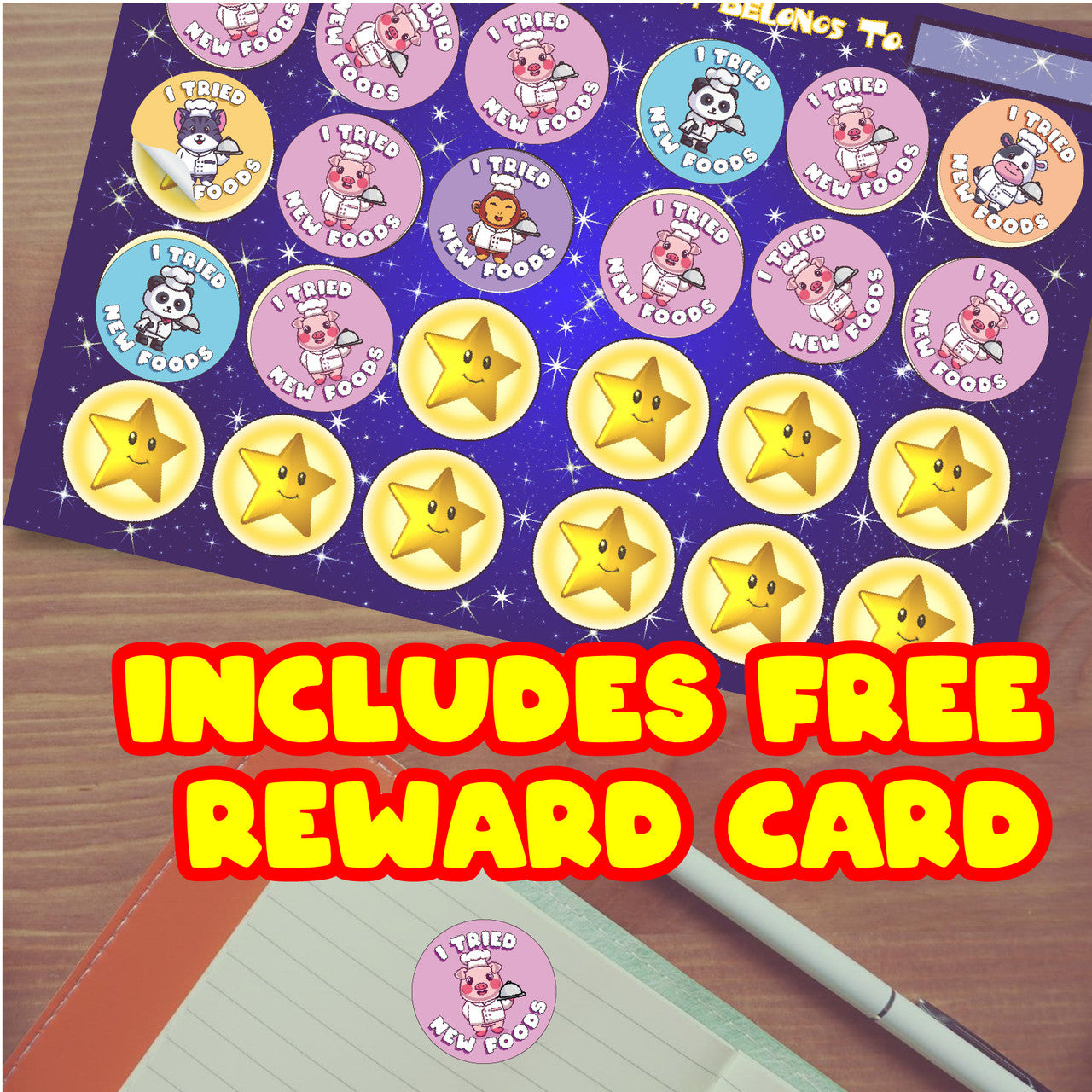 I Tried New Foods Reward Stickers 30mm Toddler Training Reward Stickers for Teachers or Parents