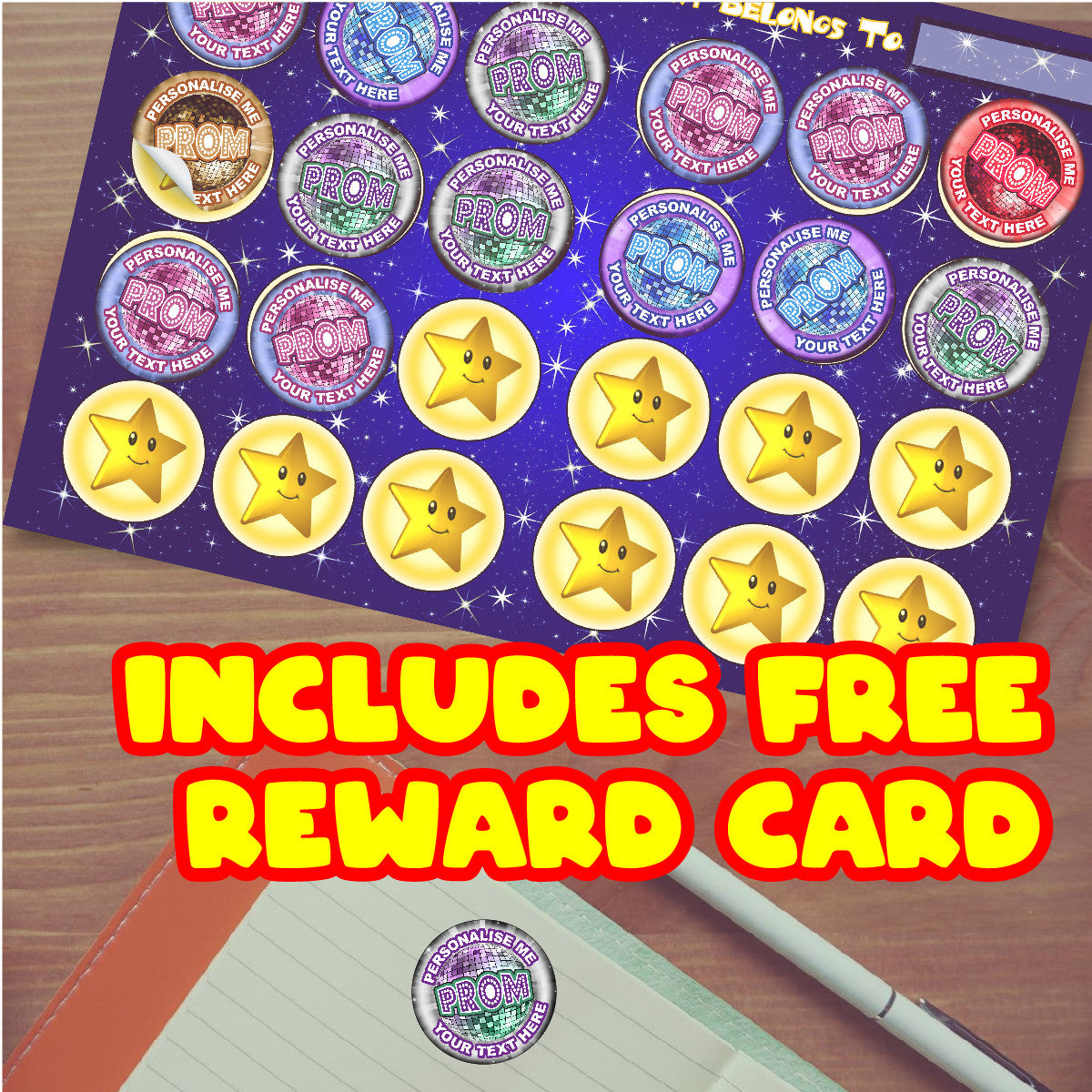 Sticker Stocker - 144 Prom Disco Personalised 30mm Reward Stickers for School teachers