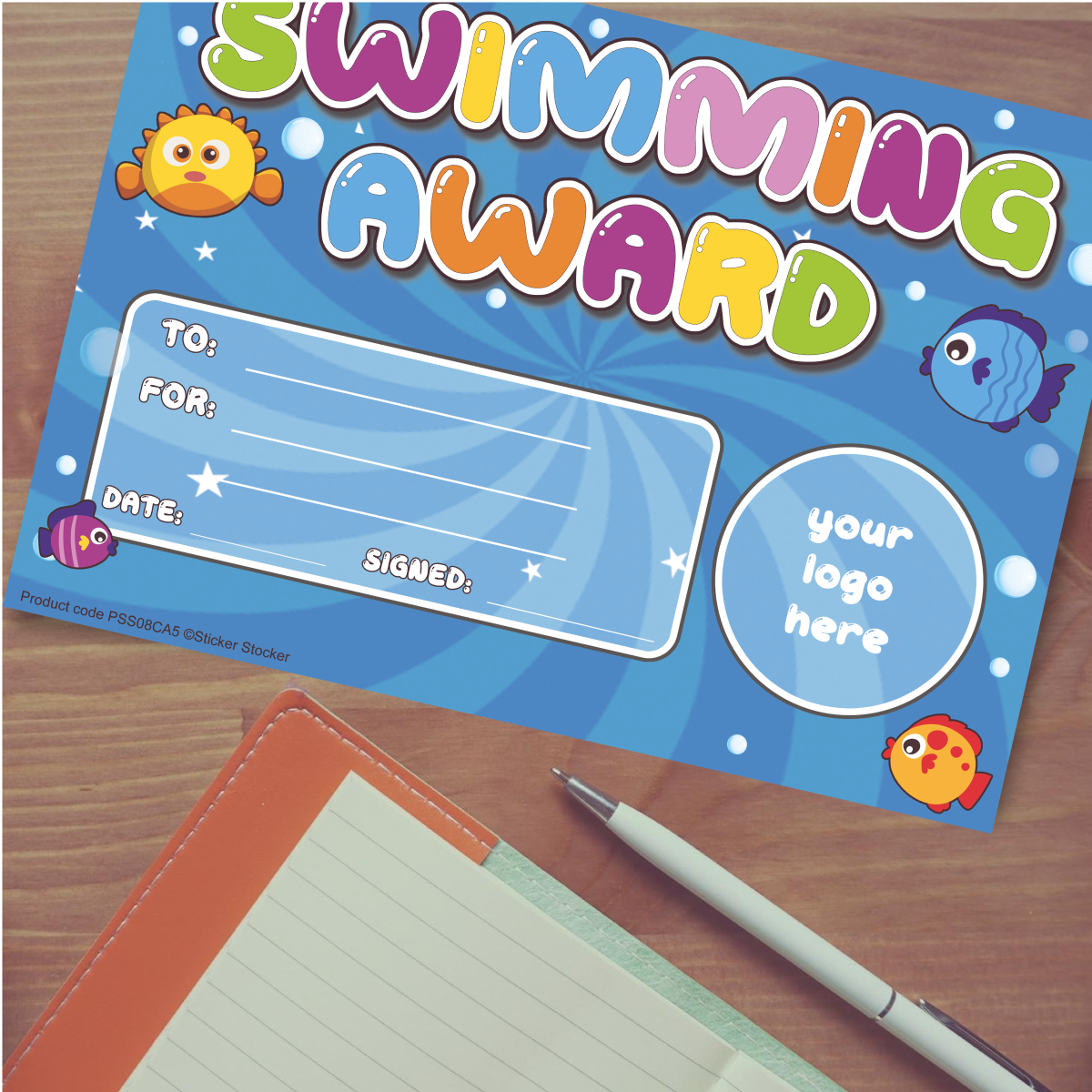 Personalised Swimming Award certificates - 2 or 20-  for school teachers, 250gsm A5 silk finish Photo Paper