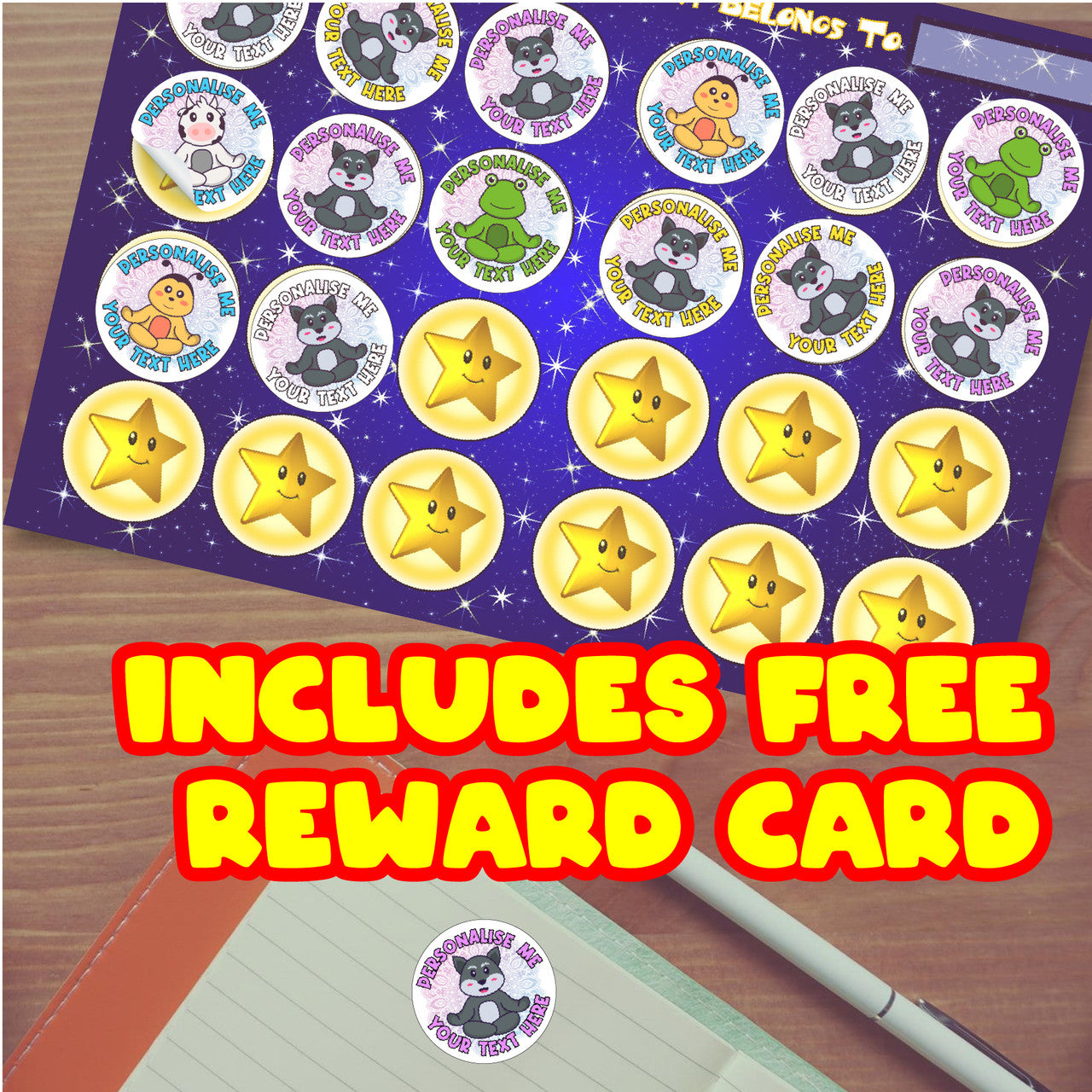 Personalised Animal Affirmations Craft 30mm Glossy Stickers Labels Yoga Meditate