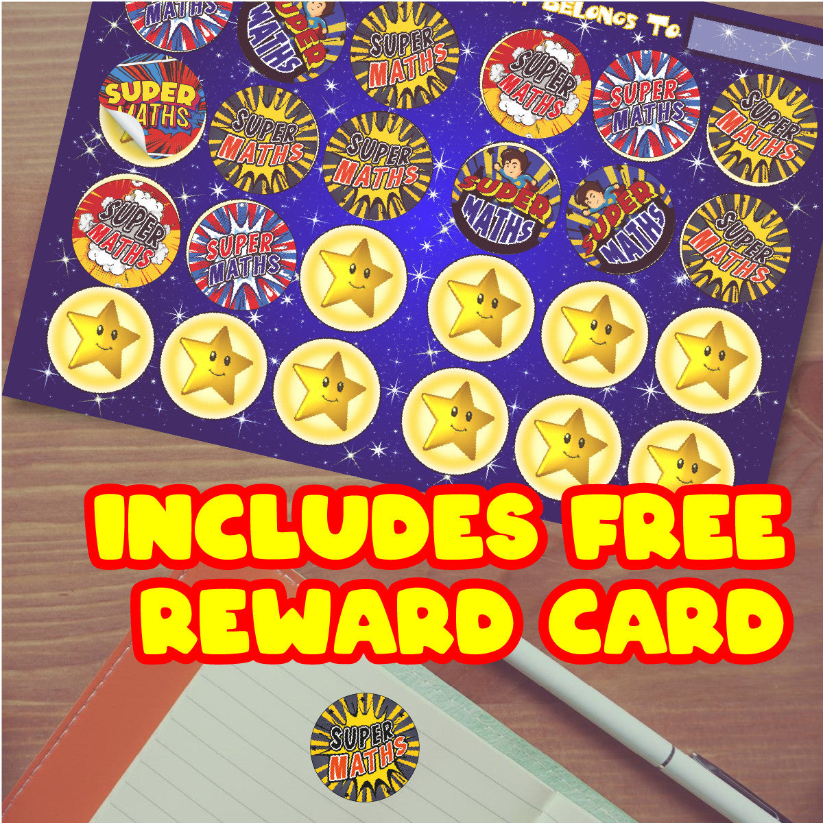 Sticker Stocker - 144 Superhero Maths  - 30mm - Glossy Reward Stickers for Teachers & Parents