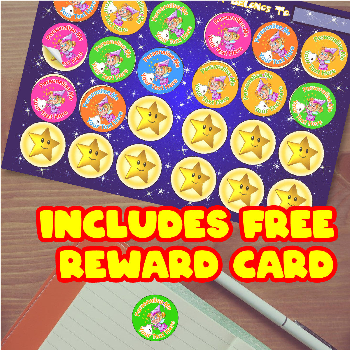 Sticker Stocker -144 Personalised 30mm Tooth Fairy Reward Stickers for School Teachers, Parents and Nursery