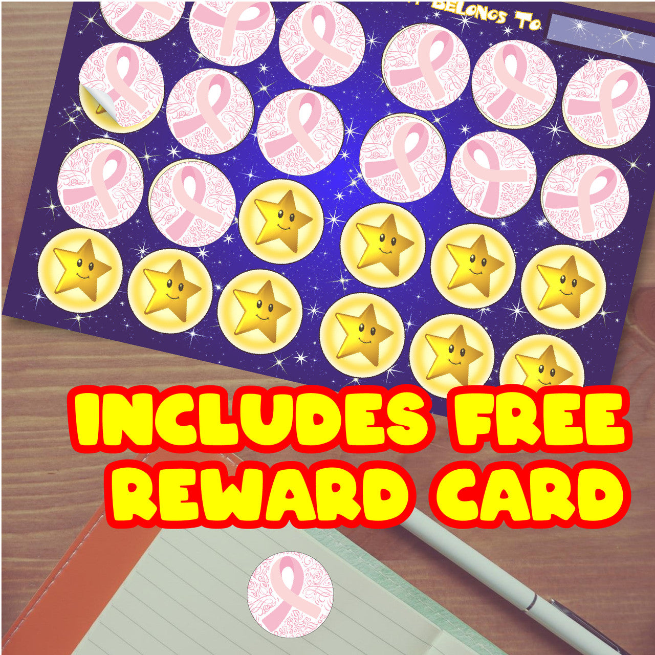 SS41430 144 Breast Cancer Awareness 30mm Stickers for Support, Awareness