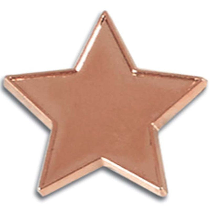 Star Pin Badge and Fastener 20mm Flat Metal Gold Silver or Bronze