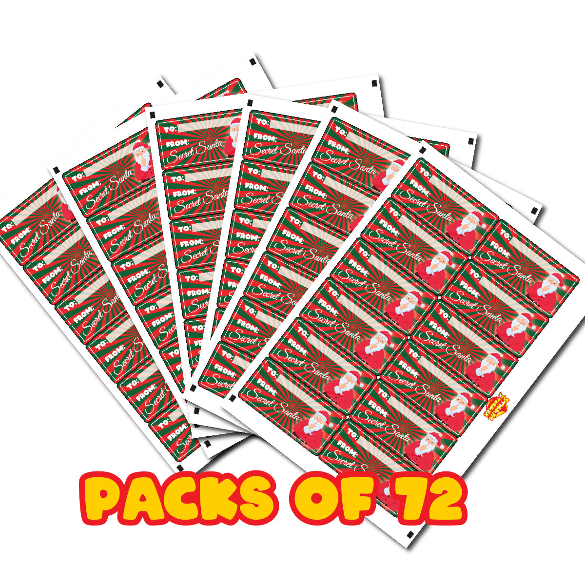 72 Secret Santa Labels, Christmas Stamp 60mm x 28mm