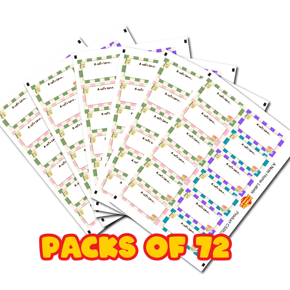 72 x A Note Home - Teacher Stickers,  60mm x 28mm